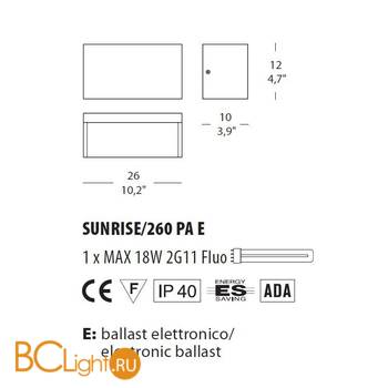 Настенный светильник Morosini Sunrise 260PA E 0141PA06SAFE - Схема