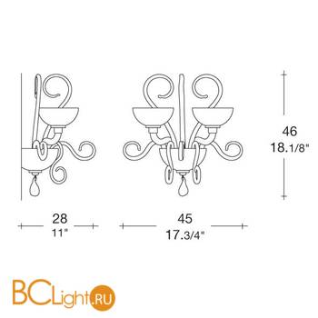 Бра MURANOdue Gallery Bolero P2 CROMO BIANCO 0000534 - Схема