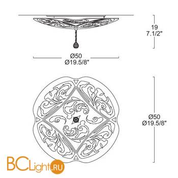 Настенно-потолочный светильник MURANOdue Gallery Charme P-PL 50 Platina 0000462 - Схема