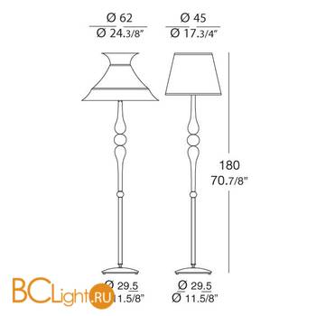 Торшер MURANOdue Gallery Cheope TR CROMO CRISTALLO 0000649+0000819 - Схема