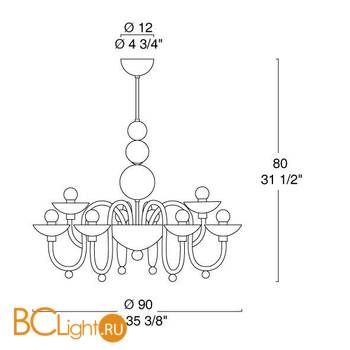 Люстра MURANOdue Gallery Danieli L12 Cristallo / Cromo 0000764 - Схема