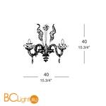 Бра MURANOdue Gallery 701 P2 Crystal+pink+green+gold 0000547 - Схема