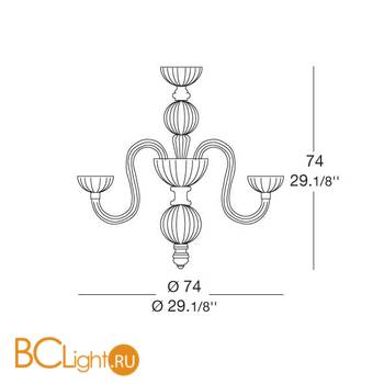 Люстра MURANOdue Gallery Olandese L6 Cromo Cristallo 0000662 - Схема