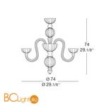 Люстра MURANOdue Gallery Olandese L6 Cromo Cristallo 0000662 - Схема