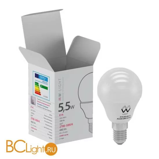Лампа MW-Light E14 LED 5.5W 220V 470 lm 2700К LBMW14G01