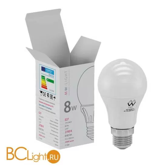 Лампа MW-Light E27 LED 8W 220V 640 lm 2700К LBMW27A08