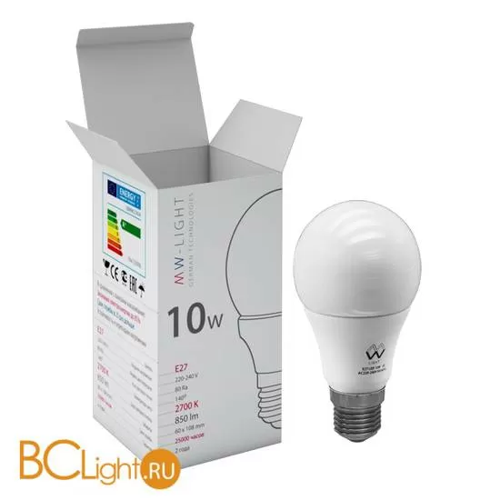 Лампа MW-Light E27 LED 10W 220V 850 lm 2700К LBMW27A04