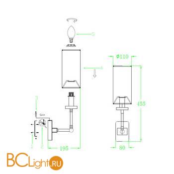 Бра Newport 7261/A nickel - Схема