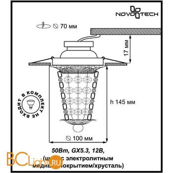 Встраиваемый спот (точечный светильник) Novotech Grape 369863 - Схема