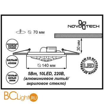 Встраиваемый спот (точечный светильник) Novotech Lago 357315 - Схема