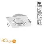 Белый квадратный встраиваемый светильник 92мм с поворотной лампой GU10 50W 220-240V IP20 Novotech MORUS 371019