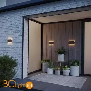 Коричневый уличный настенный ландшафтный светильник с перекл. цв. температуры IP54 10W 3000К\4000К\6000К 370Лм Novotech STRAIT 359591 - Фото 0