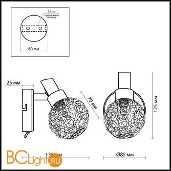 Cпот (точечный светильник) Odeon Light Bisco 2209/1W - Схема