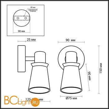 Cпот (точечный светильник) Odeon Light Blanca 2614/1W - Схема