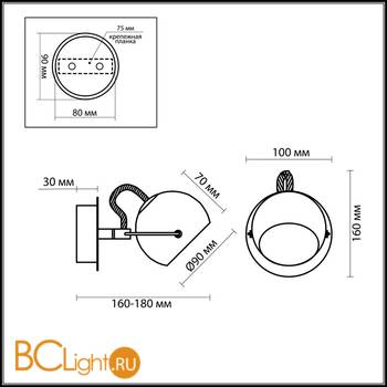 Cпот (точечный светильник) Odeon Light Bolla 1429/1W - Схема