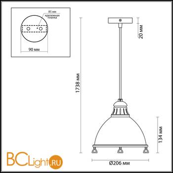 Подвесной светильник Odeon Light Breta 3807/1L - Схема