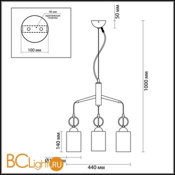 Подвесной светильник Odeon Light Opika 4657/3 - Схема