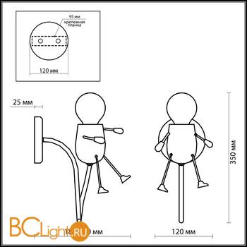 Бра Odeon Light Riko boy 2582/1W - Схема