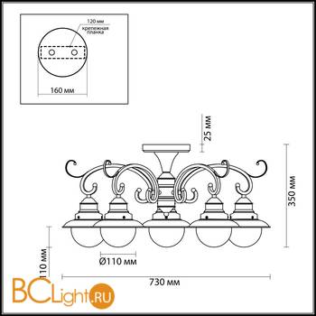 Потолочная люстра Odeon Light Sandrina 3249/5C - Схема