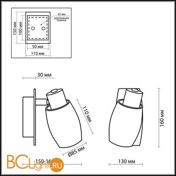 Cпот (точечный светильник) Odeon Light Sinco 2069/1W - Схема