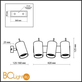 Cпот (точечный светильник) Odeon Light Yang 2474/3W - Схема