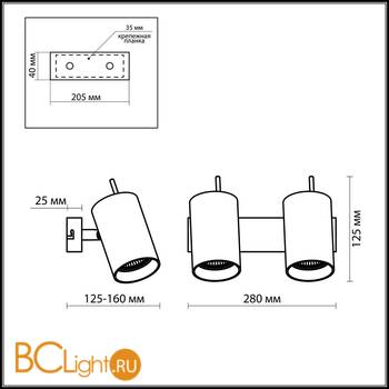 Cпот (точечный светильник) Odeon Light Yang 2474/2W - Схема