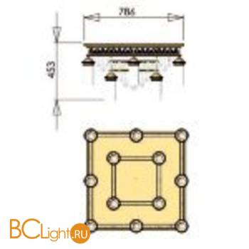 Потолочный светильник Orion Leuchten DLU 1704/8+4 gold klar - Схема