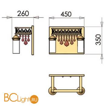 Бра Orion Leuchten WA 2-1243/2 gold Blau - Схема