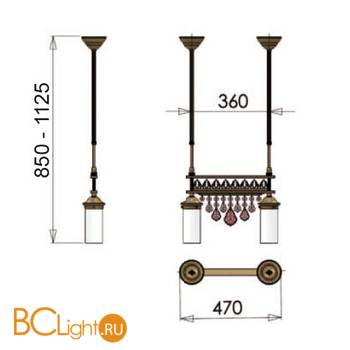 Подвесной светильник Orion Leuchten HL 6-1552/2 gold blau - Схема