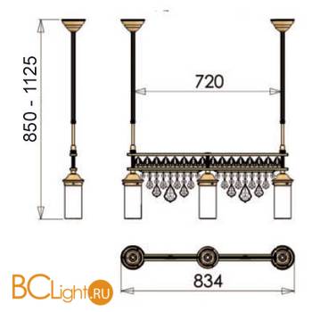 Подвесной светильник Orion Leuchten HL 6-1552/3 gold topas - Схема