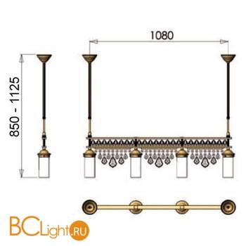 Подвесной светильник Orion Leuchten HL 6-1552/4 gold grun - Схема