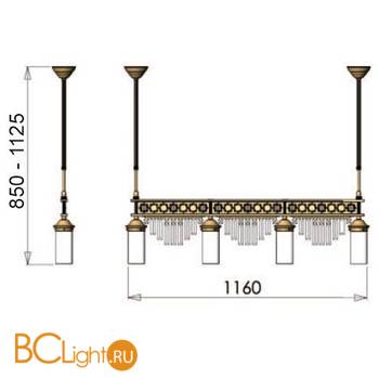 Подвесной светильник Orion Leuchten HL 6-1553/4 gold grun - Схема