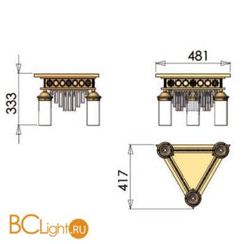 Потолочный светильник Orion Leuchten DLU 1705/3 gold rot - Схема