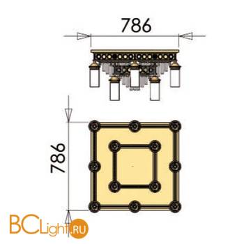 Потолочный светильник Orion Leuchten DLU 1705/8+4 gold rot - Схема