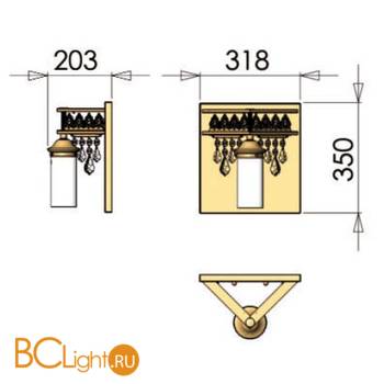 Бра Orion Leuchten WA 2-1244/1 gold klar - Схема