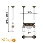 Подвесной светильник Orion Leuchten HL 6-1553/2 gold klar - Схема
