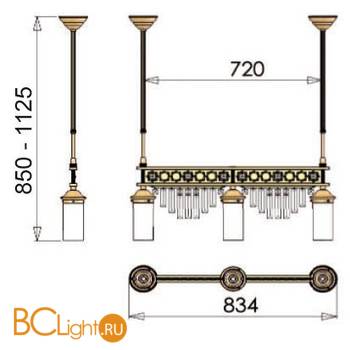 Подвесной светильник Orion Leuchten HL 6-1553/3 gold rot - Схема
