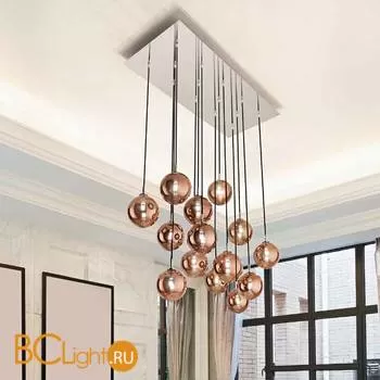 Подвесной светильник Renzo Del Ventisette Ohlala L14555/14 RETT DEC. cromo SFERE BRONZO