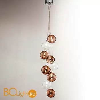 Подвесной светильник Renzo Del Ventisette Ohlala L14544/9 MIX DEC. CROMO SFERE TRASPARENTI E BRONZO