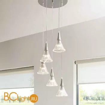 Подвесной светильник Renzo Del Ventisette Ohlala L14490/5 DEC. CROMO CRISTALLO TRASPARENTE