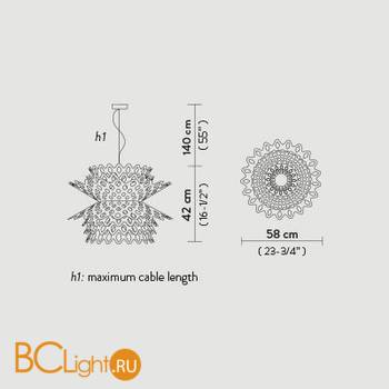 Подвесной светильник Slamp Desert rose SUSPENSION WHITE DES88SOS0000W_000 - Схема