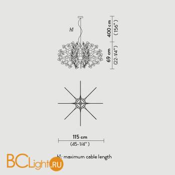Подвесной светильник Slamp Devil SUSPENSION Red DEV14SOS0006R - Схема
