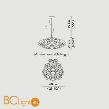 Подвесной светильник Slamp Drusa SUSPENSION VELVET DRU78SOS0000LCY000 - Схема