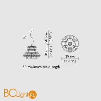 Подвесной светильник Slamp Faretto SUSPENSION WHITE FAR14SOS0001W_000 - Схема