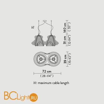 Подвесной светильник Slamp Faretto SUSPENSION DOUBLE BLACK FAR14SOS0007N_000 - Схема