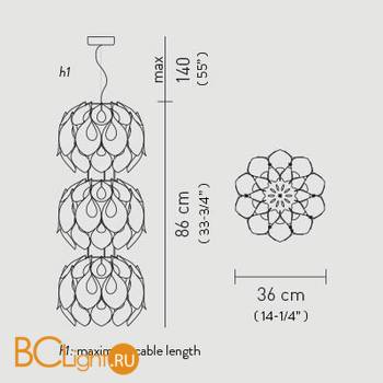 Подвесной светильник Slamp Flora SUSPENSION TRIPLE WHITE FLO85SOS0003W_000 - Схема