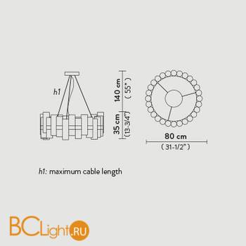 Подвесной светильник Slamp La lollo SUSPENSION L GOLD-FUME LAL87SOS0003OF000 - Схема