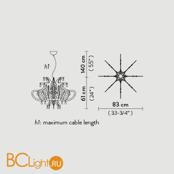 Подвесной светильник Slamp Medusa SUSPENSION PEWTER MED14SOS0000PE - Схема