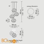 Подвесной светильник Slamp Veli SUSPENSION MINI QUARTET COUTURE VEL78SOS1400BW000 - Схема