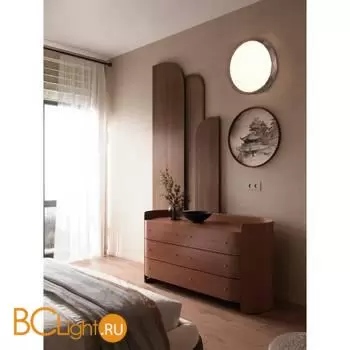 7637/DL BASICA SN 114 Светильник пластик/кор. под дер LED 48Вт 3000-6000K D385 IP43 пульт ДУ ZIF WOOD - Фото 0